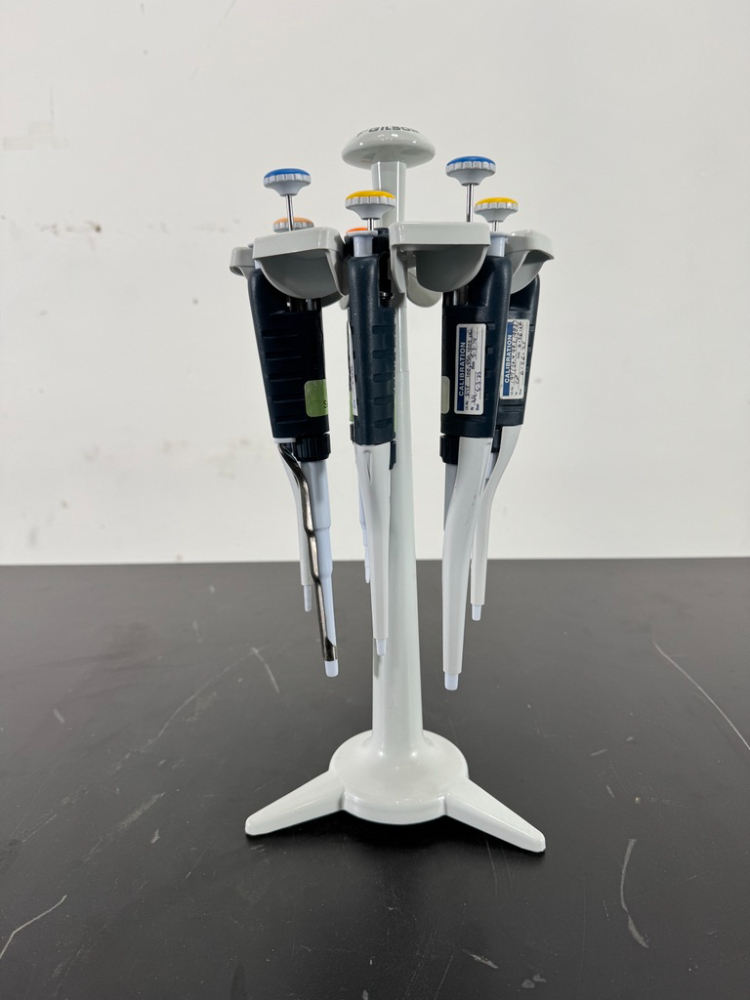 Image of Gilson Pipetman Single Channel Pipettes w/ Stand - Quantity 6